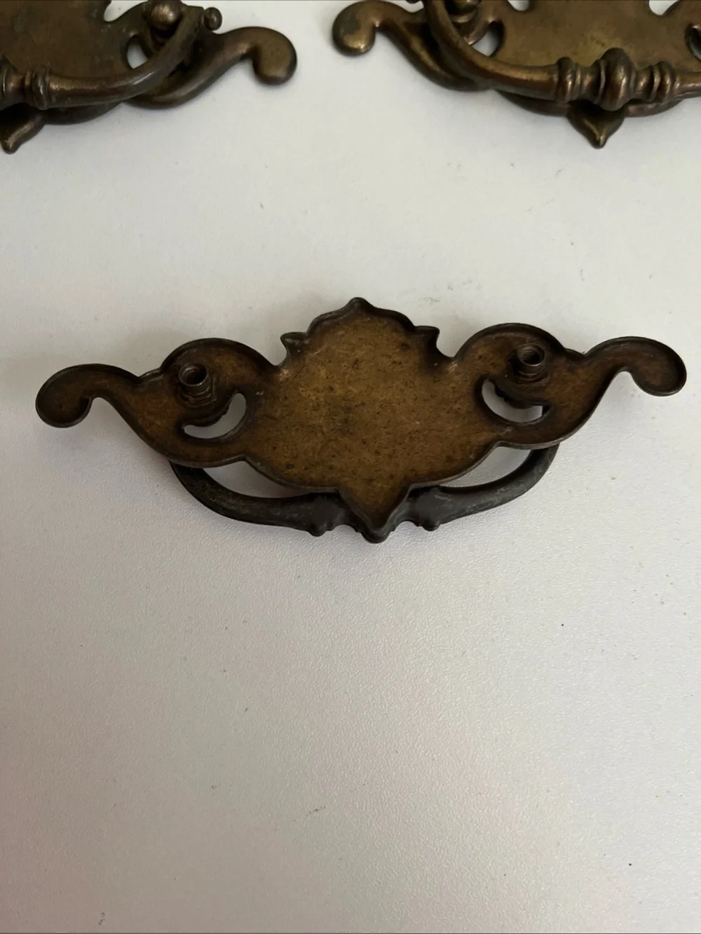 Vintage Brass Bronze Plate Batwing Drawer Pulls Chippendale Style Med Lot of 11